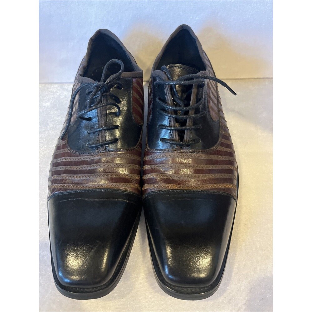 Asher Green Sz 9.5 Leather Shoes Cap Toe Wingtip Oxfords 2 Tone Lace Up Dress